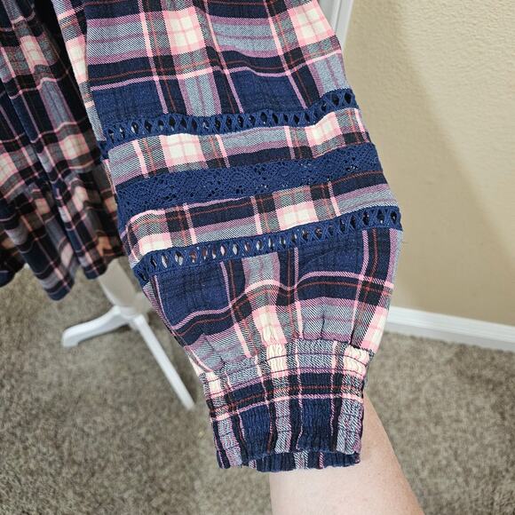 Torrid Pink Blue Plaid Babydoll Tunic Size 3 - Picture 5 of 8